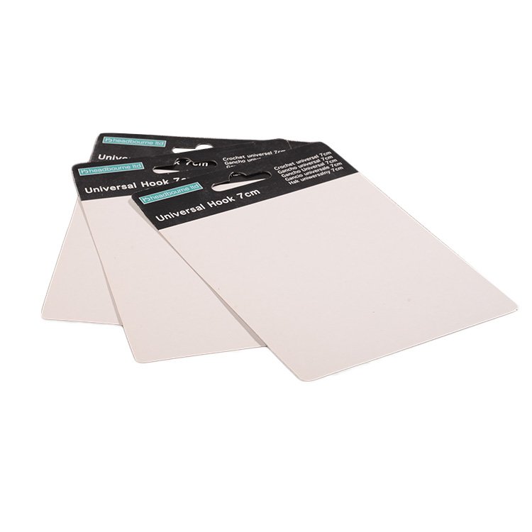 GMI FSC Custom Printing Sliding Hang Hole Packaging Paper Sheet Blister Insert Header Card For Cosmetic Toy Eletronic Products