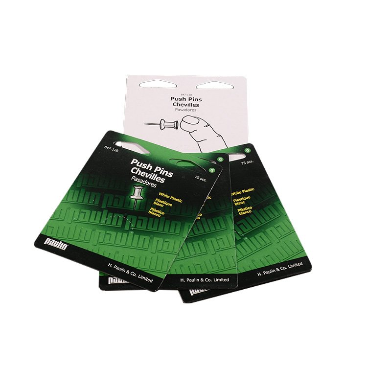 GMI FSC Custom Printing Sliding Hang Hole Packaging Paper Sheet Blister Insert Header Card For Cosmetic Toy Eletronic Products