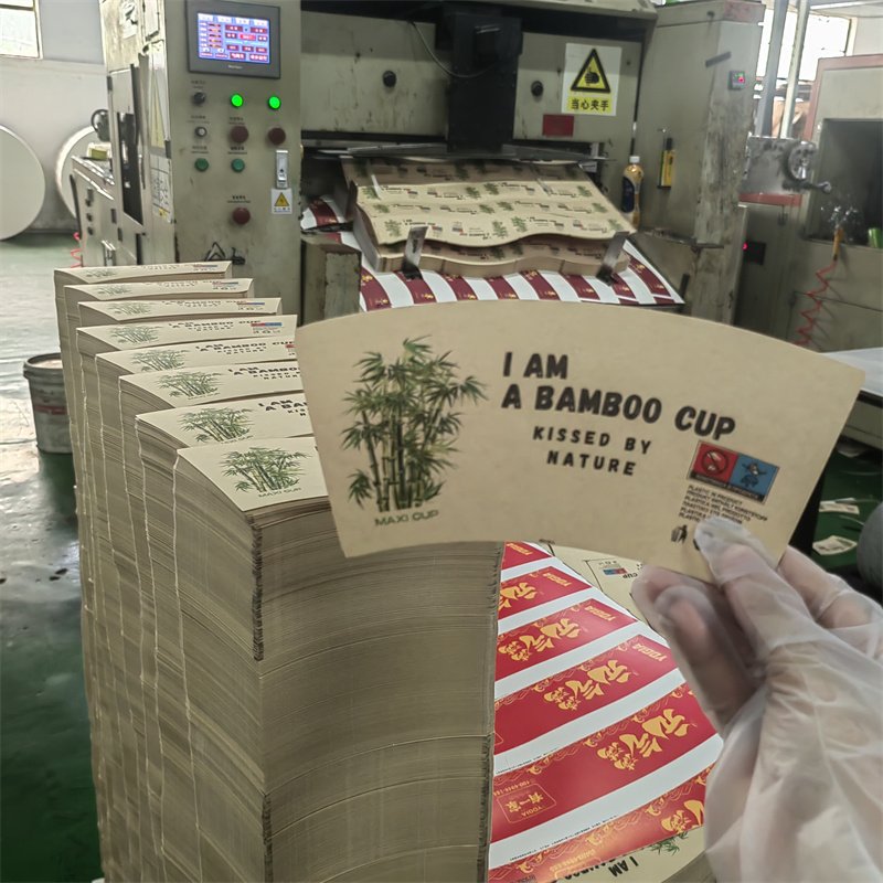 Wholesale Raw Materials For Paper Cups Custom Bamboo Paper Cup Fan