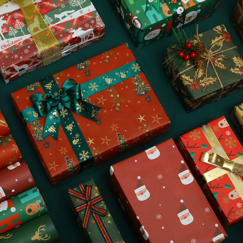 Various colors of fashionable Christmas packaging paper, Christmas gift kraft paper packaging paper, wall decoration wallpaper