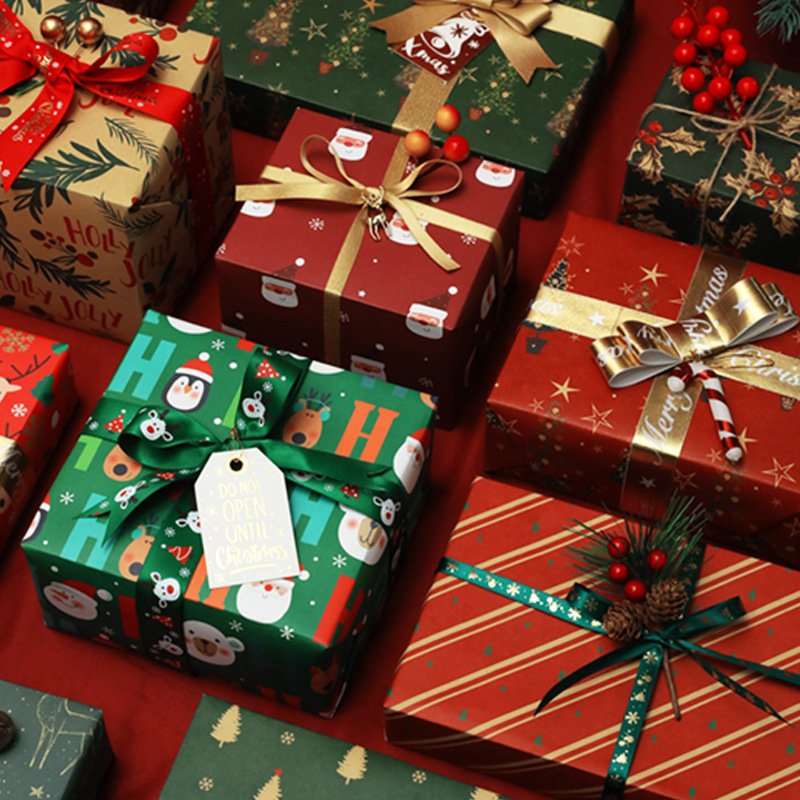 Various colors of fashionable Christmas packaging paper, Christmas gift kraft paper packaging paper, wall decoration wallpaper