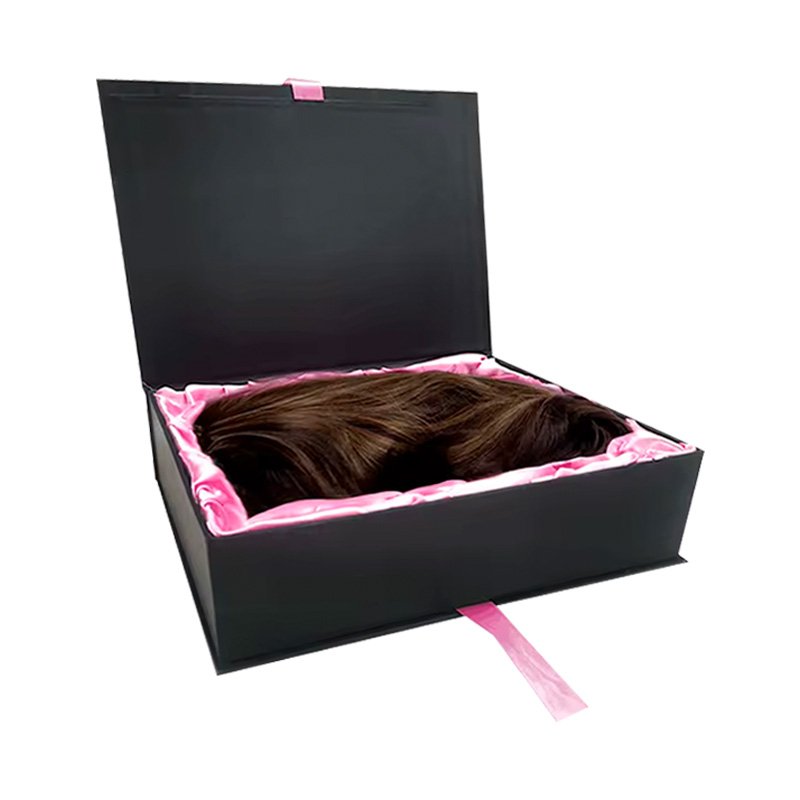 Custom Logo Silk Lining Color Cardboard Material Magnetic Folding Boxes Hair packaging Wig Box