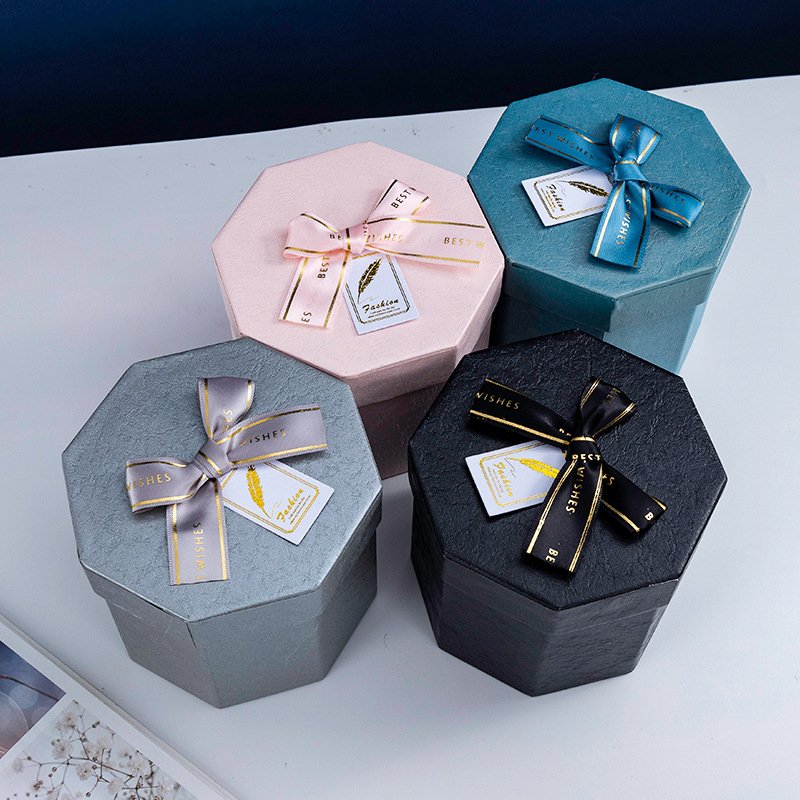 Round box gifts packaging paper boxes with handle