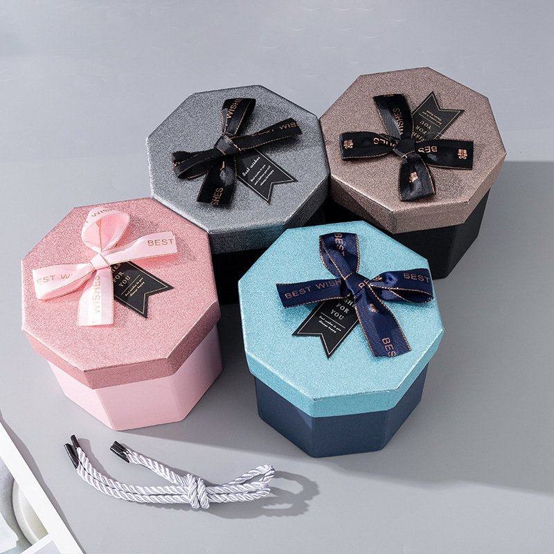 Round box gifts packaging paper boxes with handle