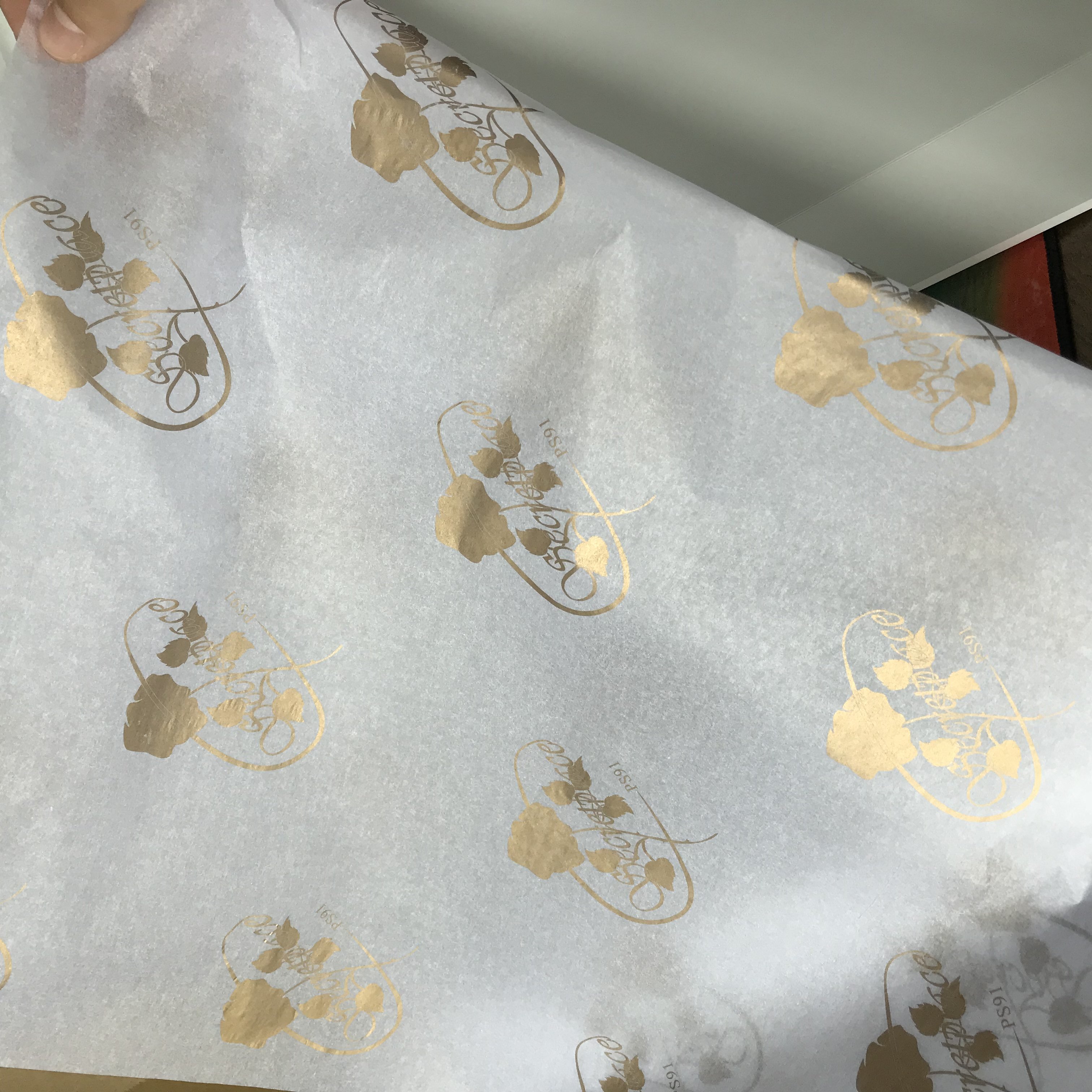 Black Paper Luxury Branded 17gsm Gold foil printed Clothes personalized Biodegradable Tissue Wrapping Paper