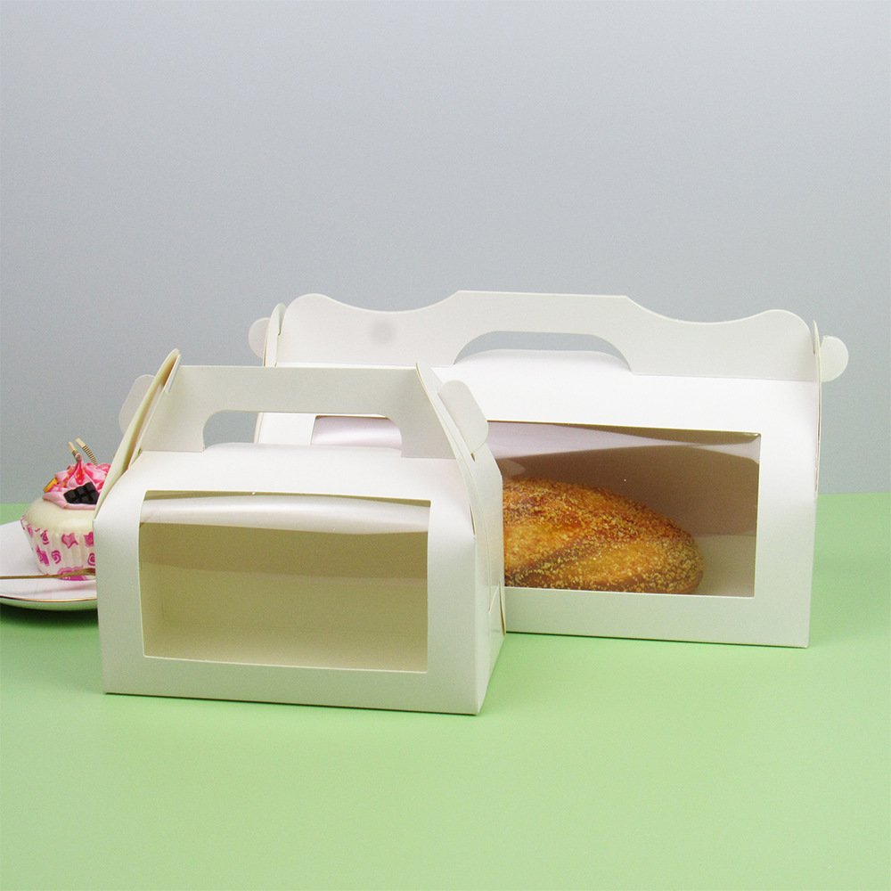 Customizable Cardboard Paper Plastic Pop Packaging Square Luxury Clear Transparent Bakery Box Window Cake Boxes With Handle