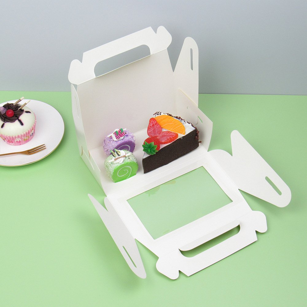 Customizable Cardboard Paper Plastic Pop Packaging Square Luxury Clear Transparent Bakery Box Window Cake Boxes With Handle