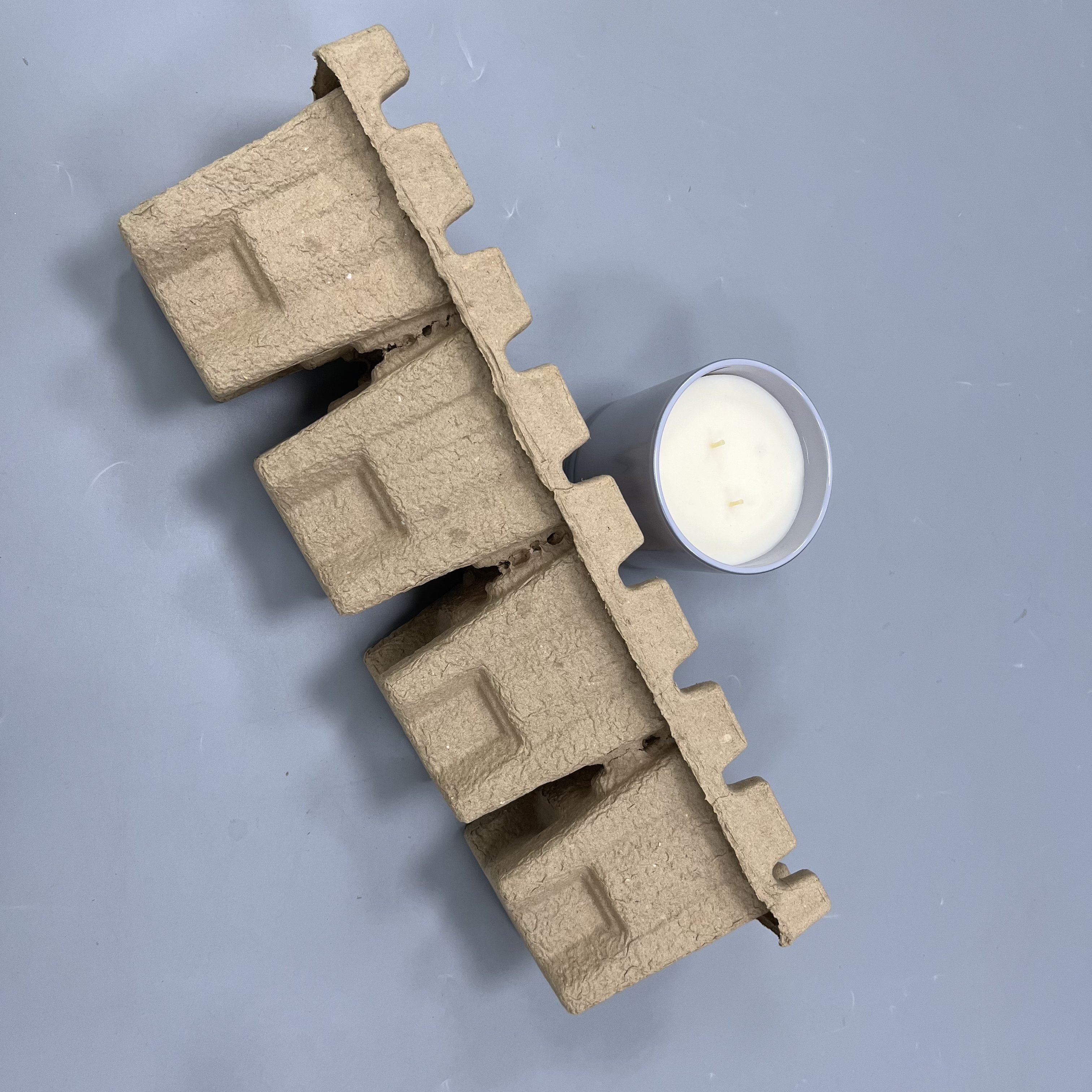 Customized Pulp packaging candle jar pulp recycled paper molded fiber tray Molded paper pulp tray