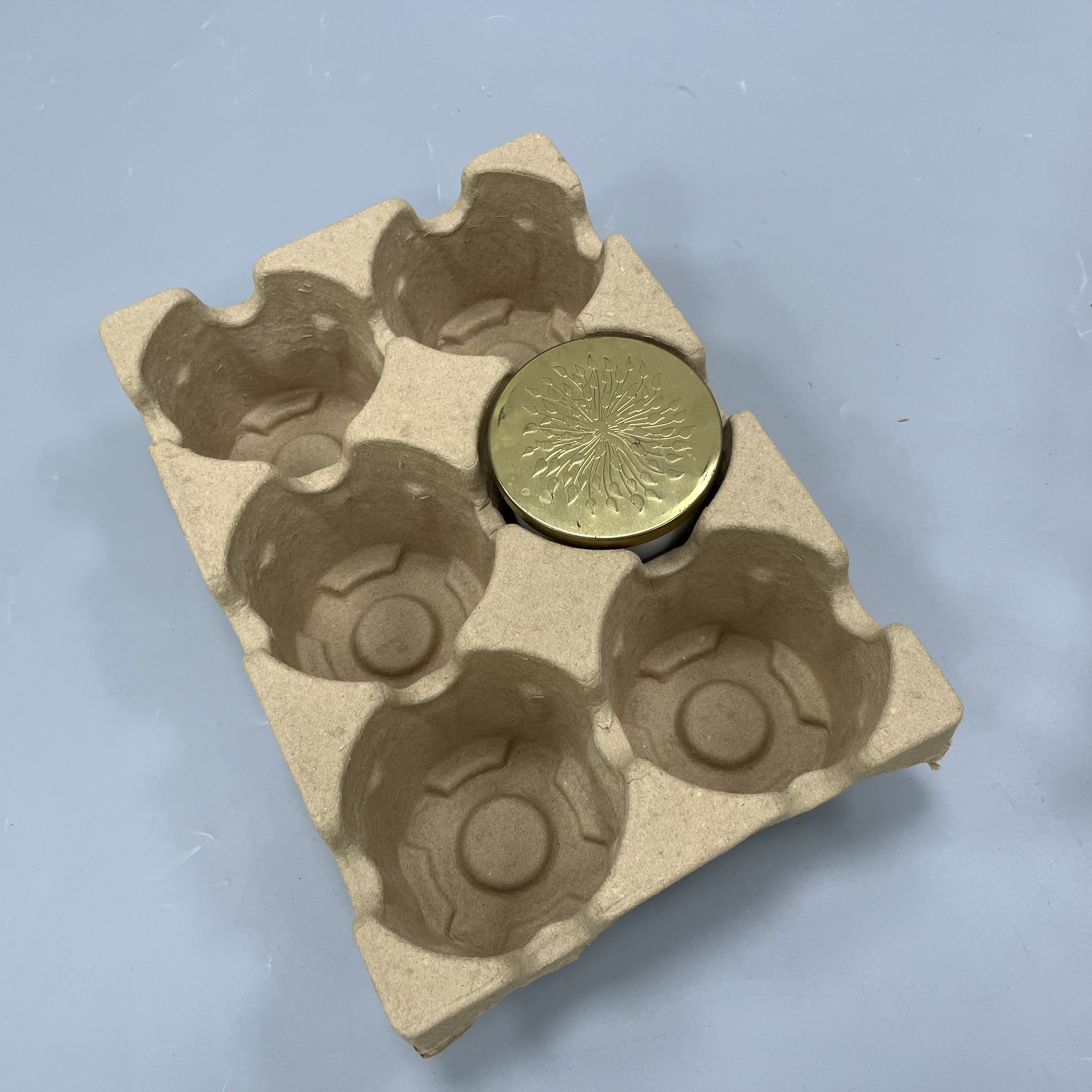 Customized Pulp packaging candle jar pulp recycled paper molded fiber tray Molded paper pulp tray