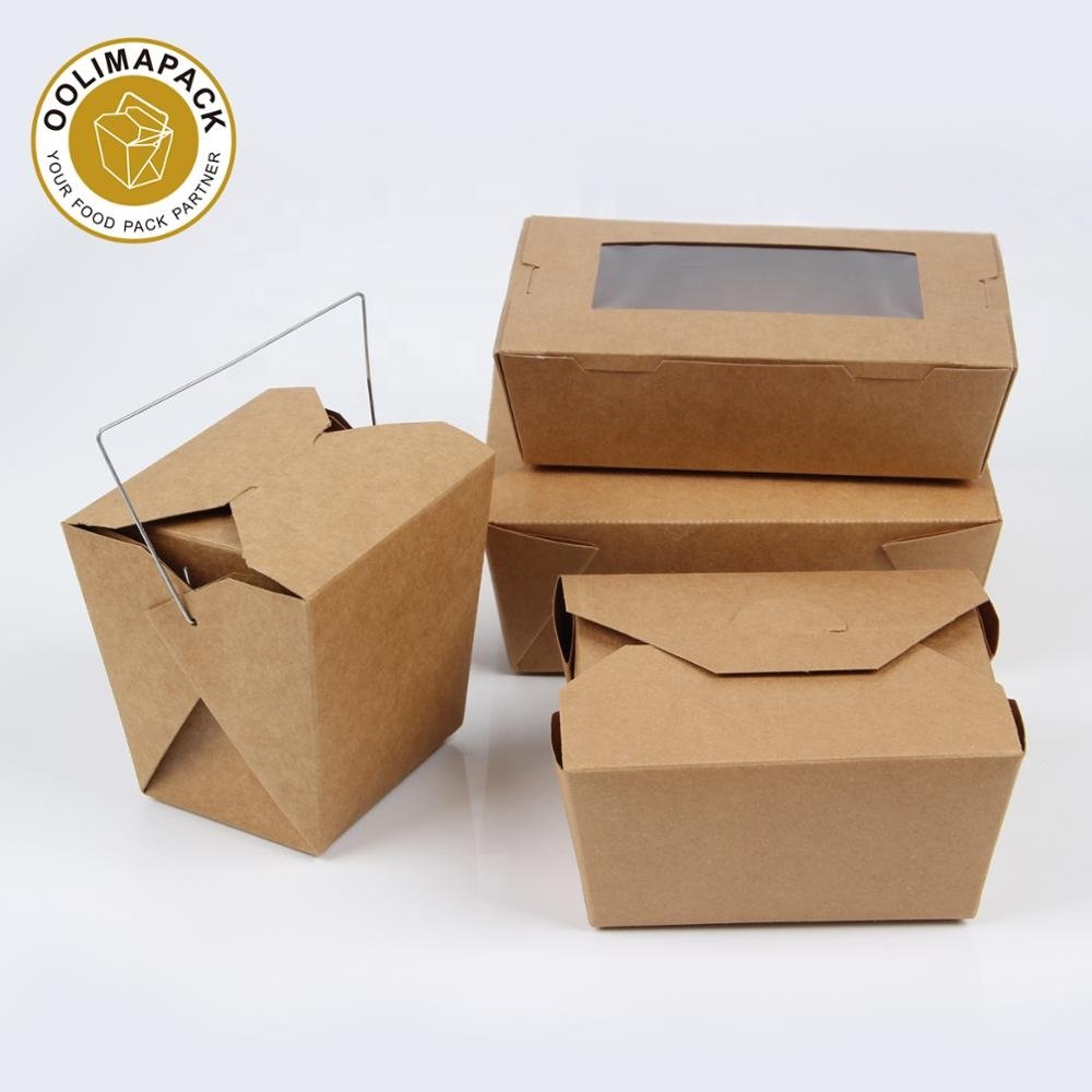 Wholesale disposable chicken and chips fast food brown kraft paper cardboard take away food box