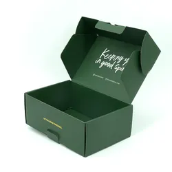 Custom Printing Logo Cosmetic Corrugated Mailer Box Shipping Green Dark Green Makeup Boxes