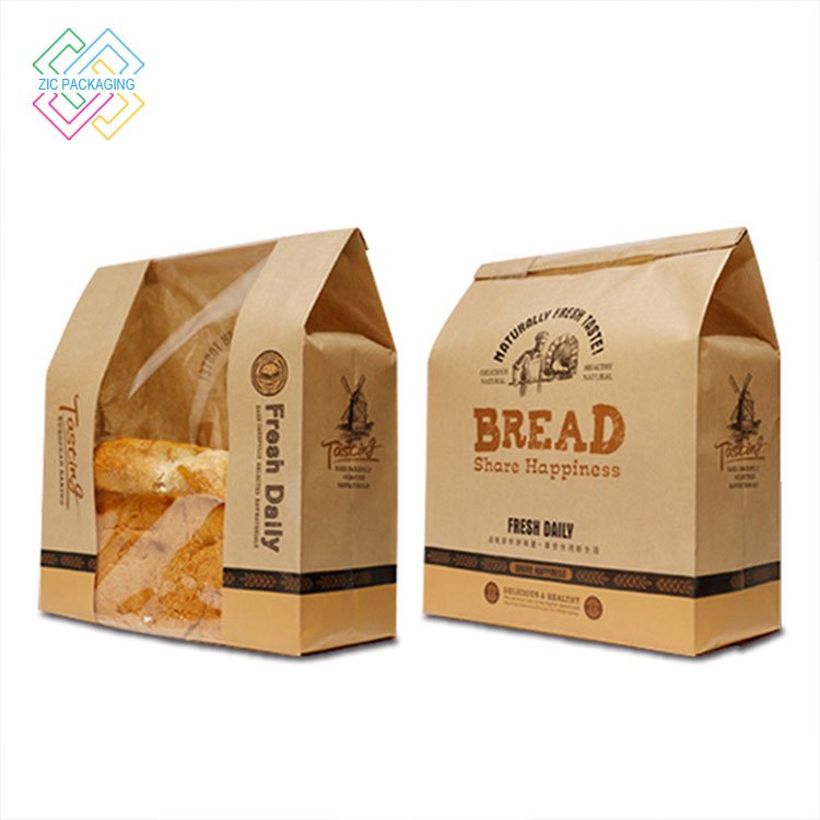 Waxed Paper Bread Cookie Snack Food Grade Bag For Children Resealable Popcorn Bags Custom Kraft Paper Bag With Your Own Logo