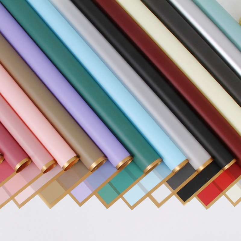 Hot selling design high quality packaging flower Phnom penh jelly wrap paper golden edge luxury flower wrapping paper