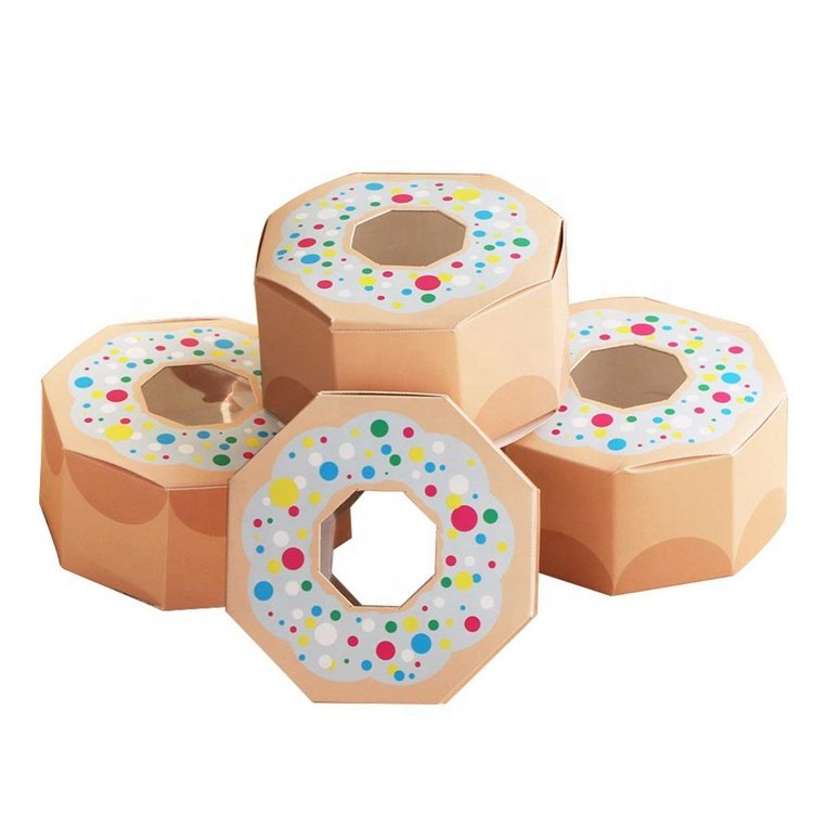 White cardboard paper mini donuts packaging box