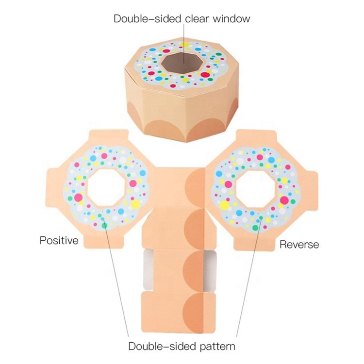 White cardboard paper mini donuts packaging box
