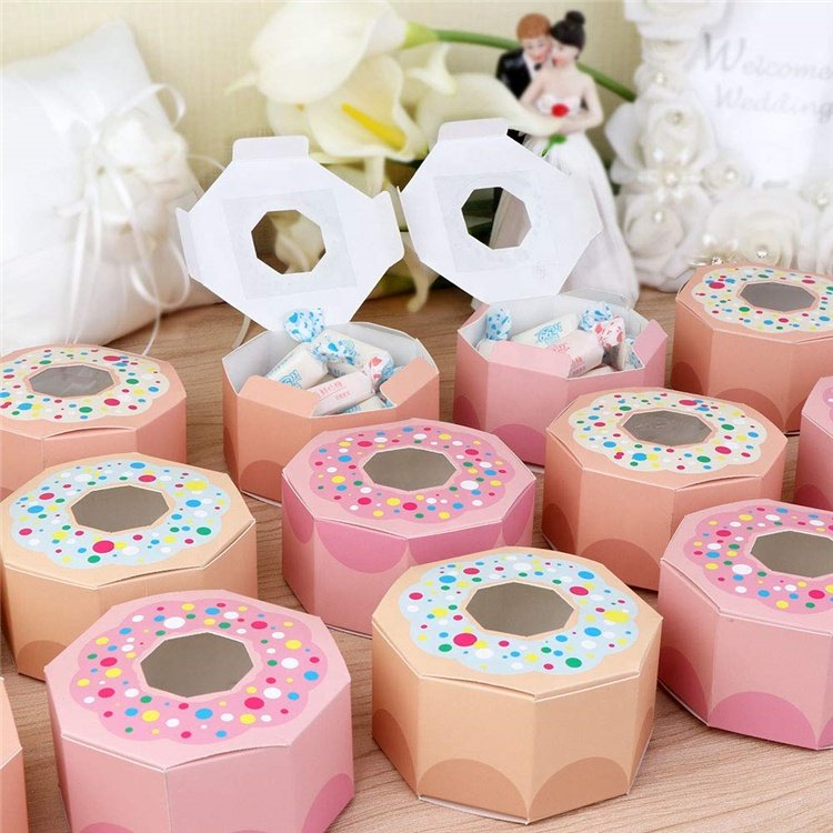 White cardboard paper mini donuts packaging box