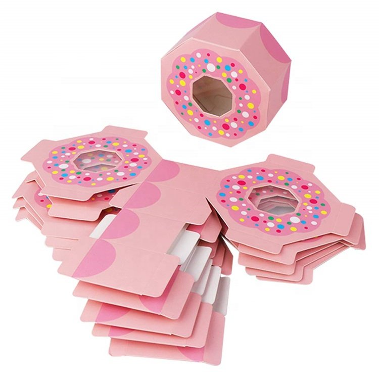 White cardboard paper mini donuts packaging box
