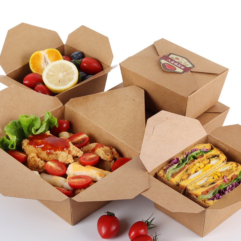 Customized Rectangular Paper Packaging Box for Salad Fast Food Takeaway with UV Coating Printing