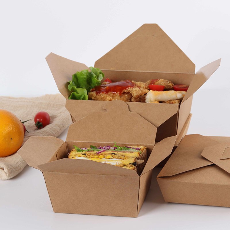 Customized Rectangular Paper Packaging Box for Salad Fast Food Takeaway with UV Coating Printing