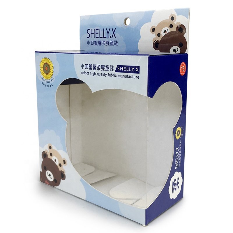 shoe boxes custom logo clear pvc window with handle paper boxes printed baby shoe box packaging