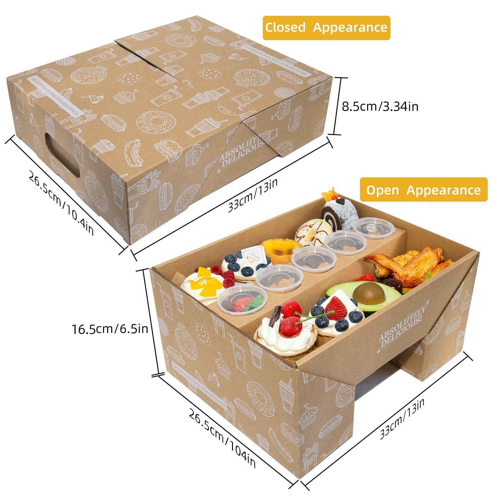 Custom Printed Logo Folding Paper Color Flip Box Party Afternoon Tea Fruit Cake Grazing Box Catering Packaging Platter Box