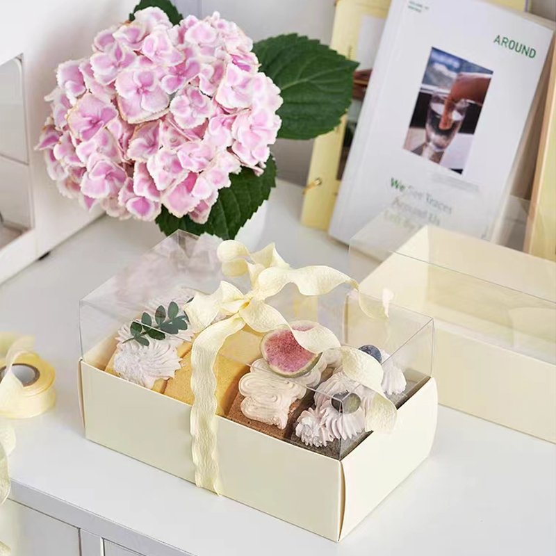 China factory customised large pvc transparent box for cake gift bakery cake packaging boxes with handle