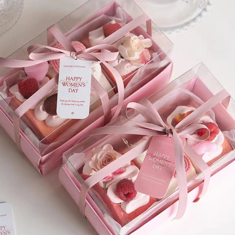 China factory customised large pvc transparent box for cake gift bakery cake packaging boxes with handle