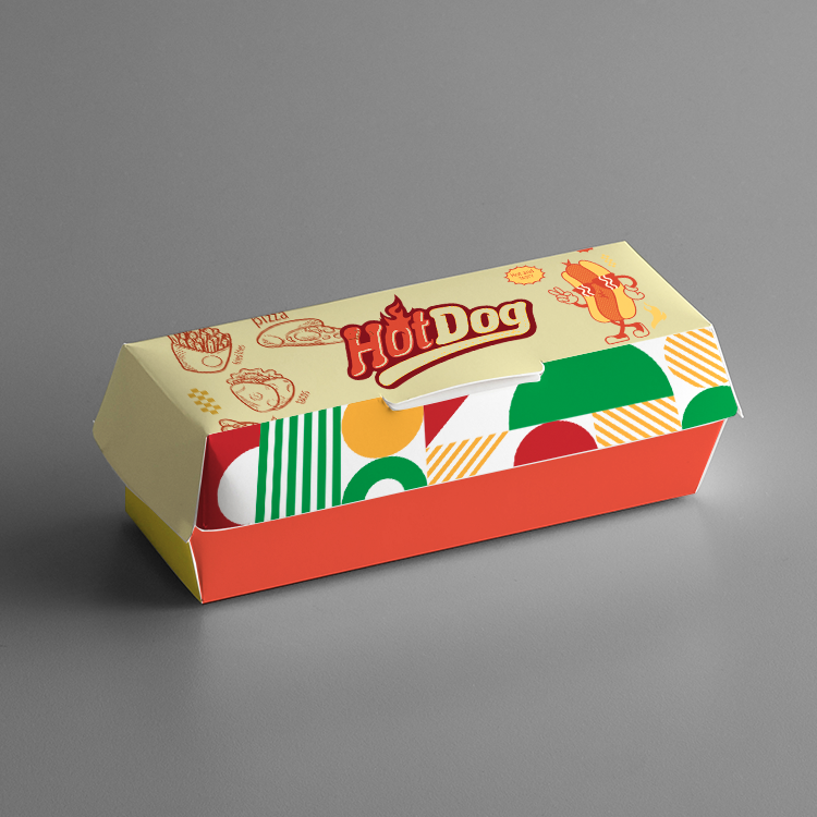 Custom Printed Disposable Korean Food Foldable Take Out Fast Food Burger Fry Chicken Hotdog Packaging Box