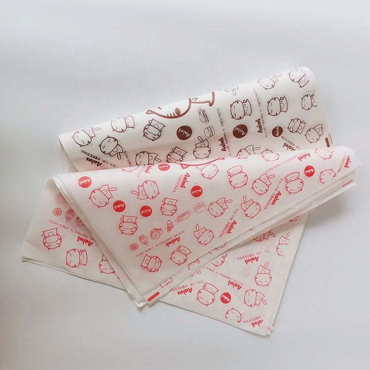 Wrapping tissue paper for packaging hot selling custom print wax food packaging burger sandwich grease proof wrap paper