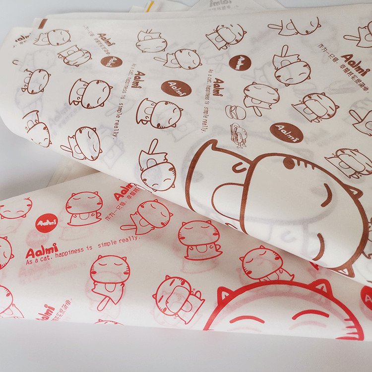 Wrapping tissue paper for packaging hot selling custom print wax food packaging burger sandwich grease proof wrap paper