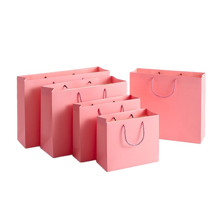 Custom Logo Printed Natural Brown Kraft Paper Shopping Paper Gift Bags Handbags With Ribbon Handle