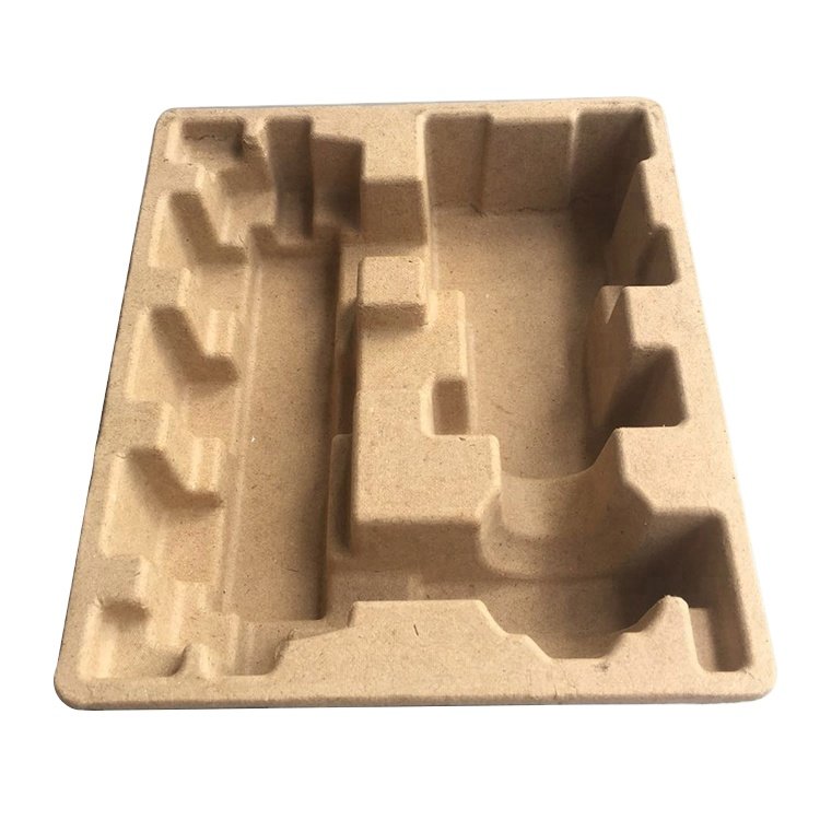 Durable biodegradable molded pulp cardboard packaging bagasse pulp insert recycled customized paper pulp tray
