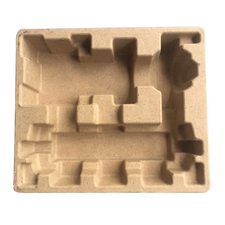 Durable biodegradable molded pulp cardboard packaging bagasse pulp insert recycled customized paper pulp tray