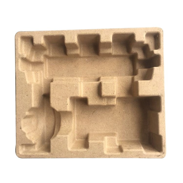 Durable biodegradable molded pulp cardboard packaging bagasse pulp insert recycled customized paper pulp tray