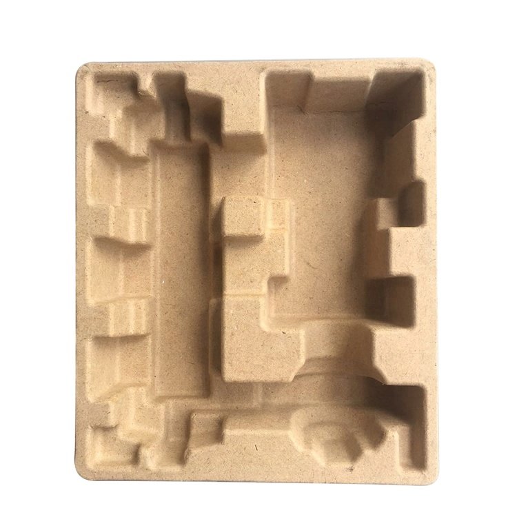 Durable biodegradable molded pulp cardboard packaging bagasse pulp insert recycled customized paper pulp tray