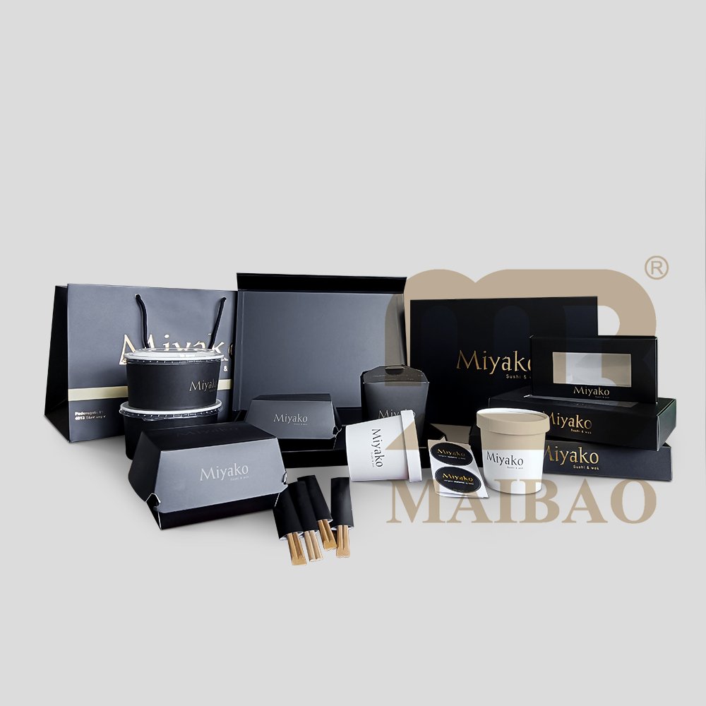 Custom premiere style designer bento box takeaway Japanese food container compartment restaurant to go delivery sushi packaging