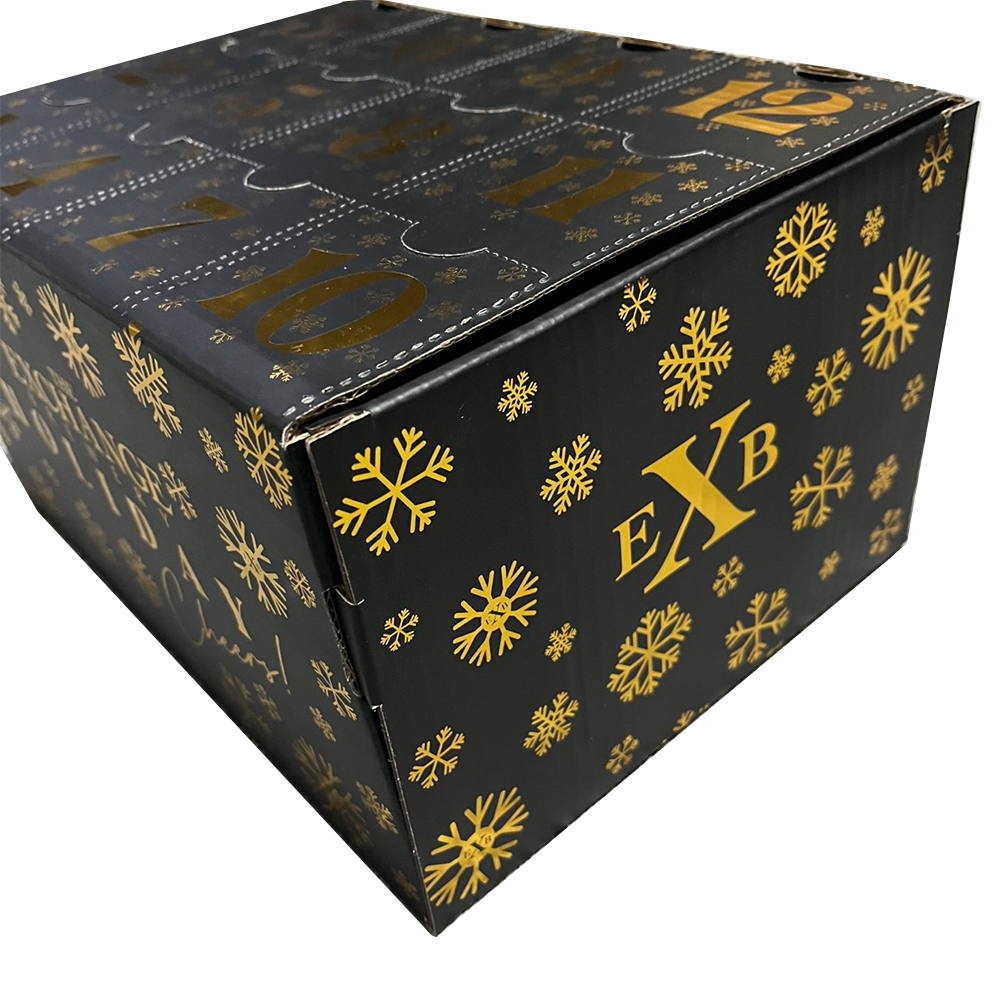 Free Sample Custom Gold Foil Stamp Beer Advent Calendar Box Beer Corrugated Box With Insert For Juice Wine Holidays Promotion