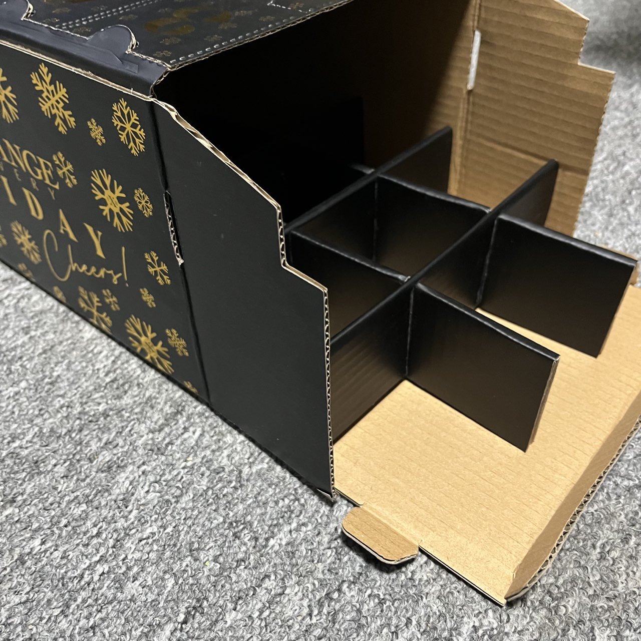 Free Sample Custom Gold Foil Stamp Beer Advent Calendar Box Beer Corrugated Box With Insert For Juice Wine Holidays Promotion