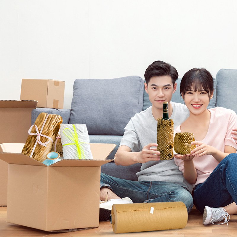 Low Price Filling Buffer Pad Dispenser Protective Packaging Roll Cushioning Kraft Wrapping Paper Honeycomb Wrap