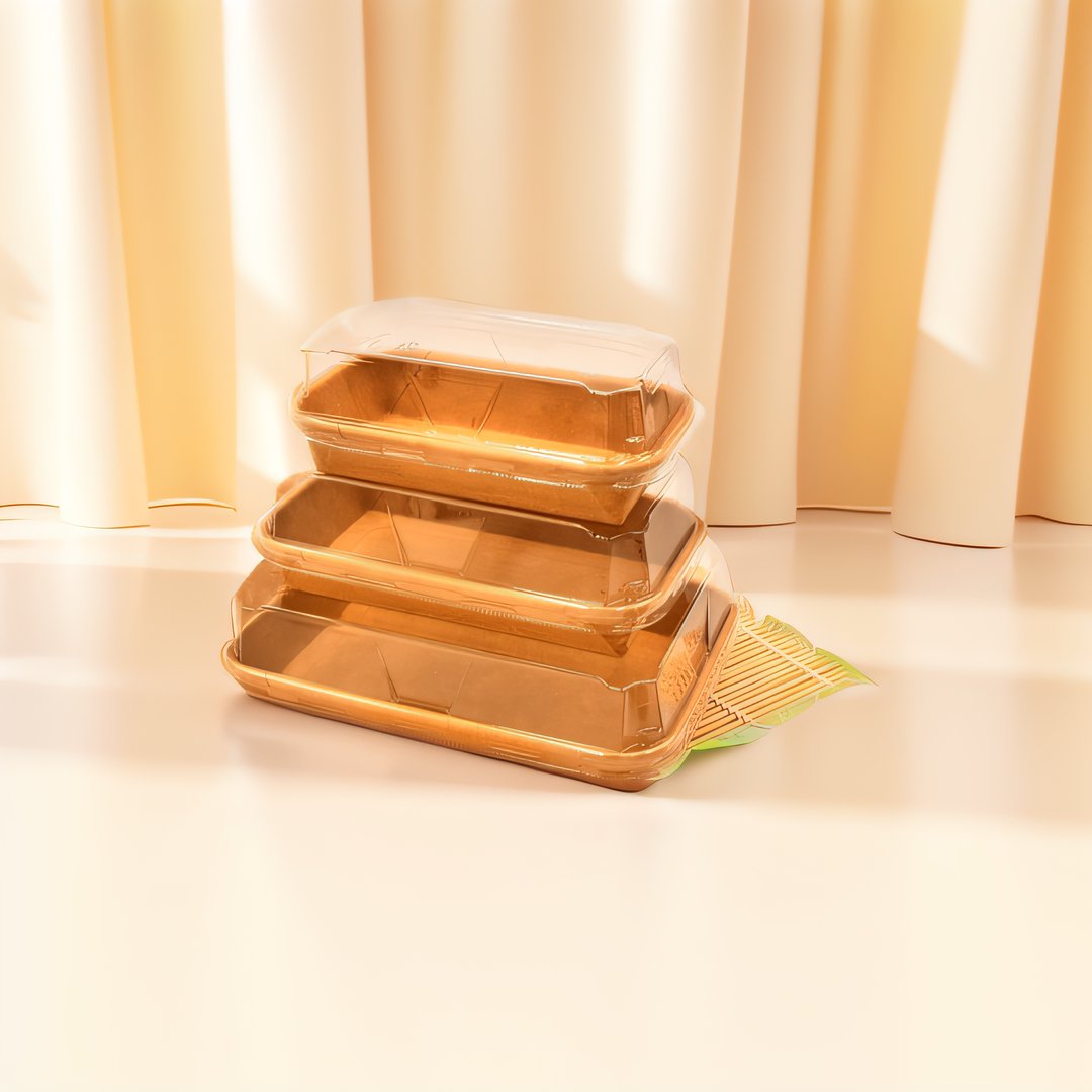 Eco Packaging Fast-Food Package Box Brown Kraft Paper Sushi Tray For Food Container Takeaway Box Use Recyclable paper Food Tray