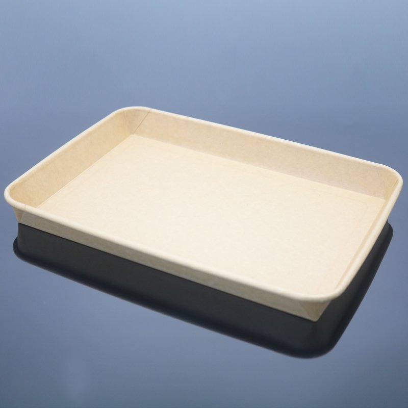 Eco Packaging Fast-Food Package Box Brown Kraft Paper Sushi Tray For Food Container Takeaway Box Use Recyclable paper Food Tray