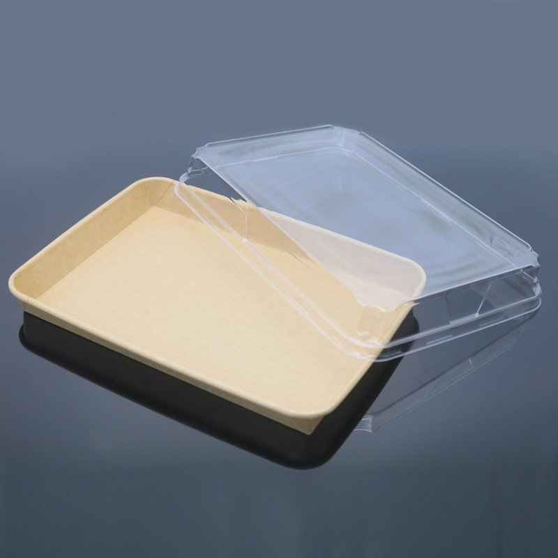 Eco Packaging Fast-Food Package Box Brown Kraft Paper Sushi Tray For Food Container Takeaway Box Use Recyclable paper Food Tray
