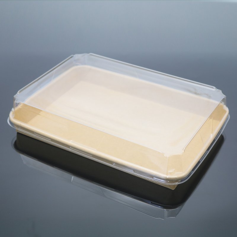 Eco Packaging Fast-Food Package Box Brown Kraft Paper Sushi Tray For Food Container Takeaway Box Use Recyclable paper Food Tray