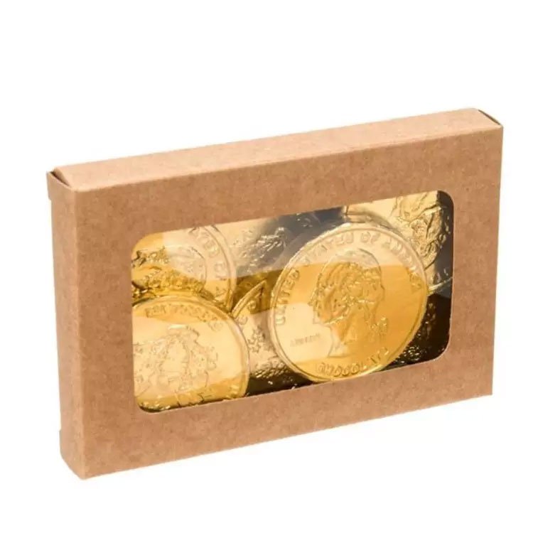 Customized Recyclable brown Paper kraft window gift boxes with PET Sheet