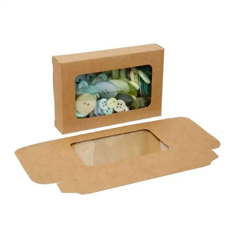 Customized Recyclable brown Paper kraft window gift boxes with PET Sheet