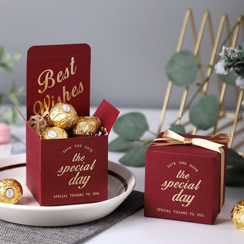 Small Candy Door Gift Packaging Paper Box Print Logo Baby Shower Wedding for Guests with Custom Rectangular Food Box JLZH-F45