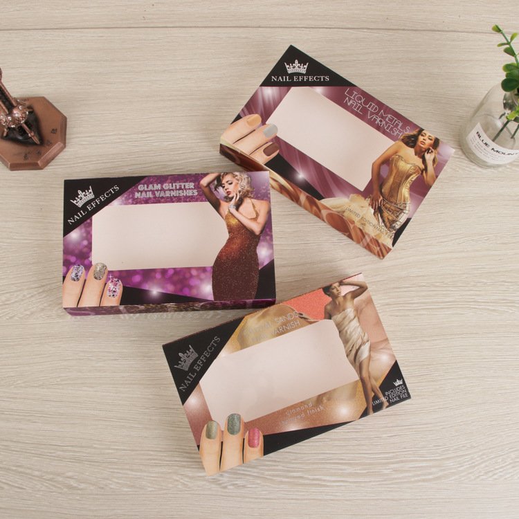 Customized Luxury Drawer Product Packaging Paper Box Nail Polish Box Packaging For Nails PVC Transparent Product Display Box