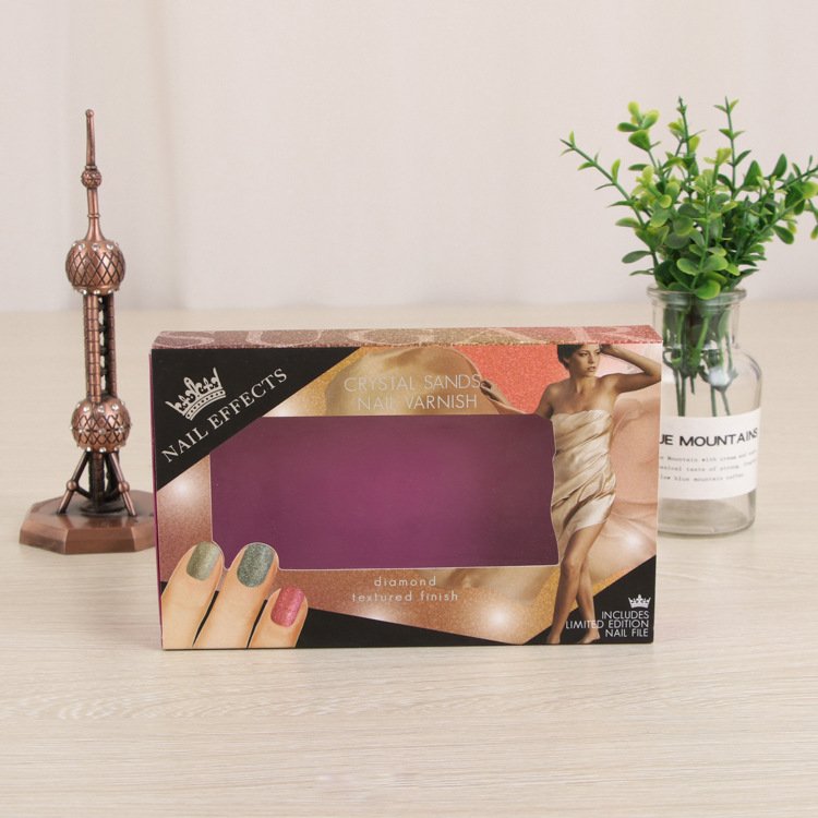 Customized Luxury Drawer Product Packaging Paper Box Nail Polish Box Packaging For Nails PVC Transparent Product Display Box