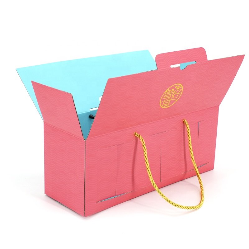 Gift Box Custom Hot Sale Logo Printing Corrugated Board Gift Packaging Paper Box with handle