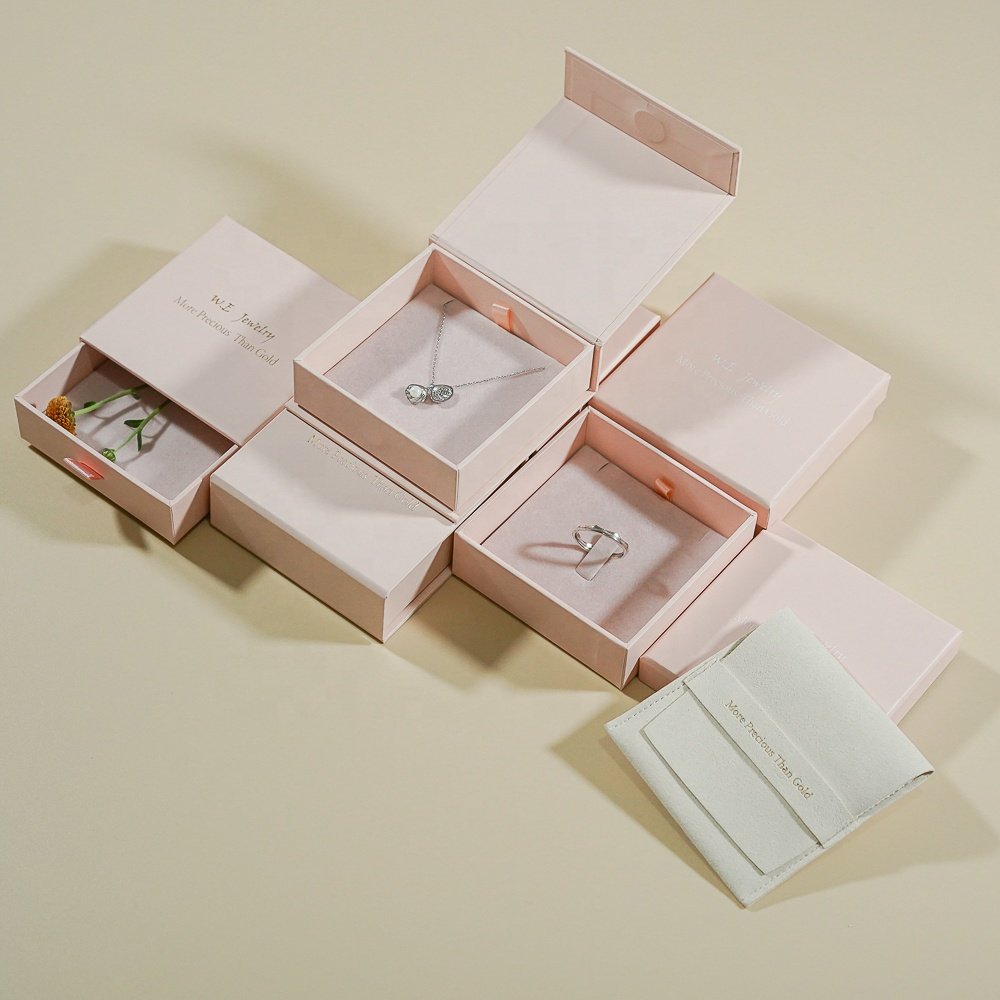 Jewelry Box Custom Packaging Paper Large Small Unique Eco Friendly Pink Jewelry Box